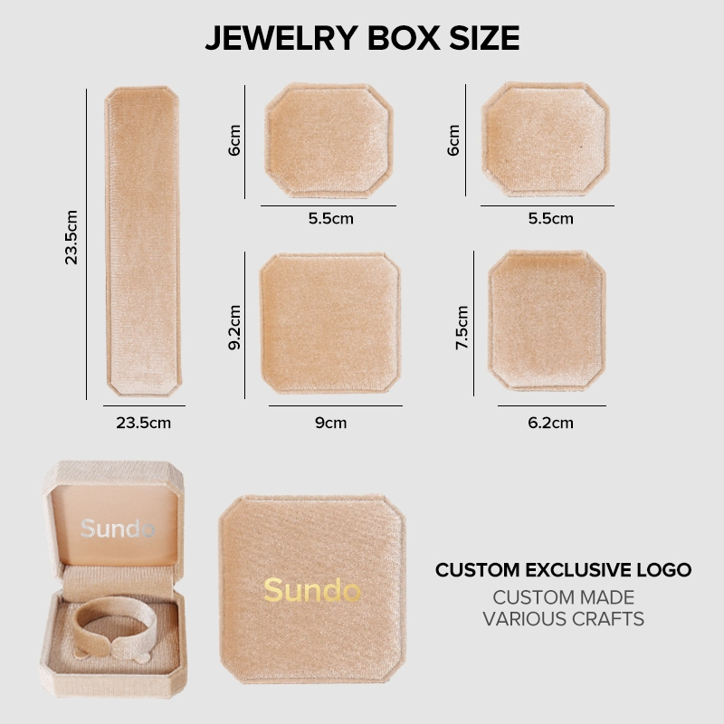 Wholesale Luxury Green OEM Jewellery Earrings Ring Pendant Faux Leather Velvet Jewelry Packaging Box with Logo