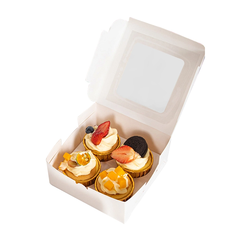 Custom Easy to Fold 2/4/6/12 Holes Cupcake Donut Macaron Food Paper Packaging Container Strawberry Fruit Cake Christmas Gift Dessert Box