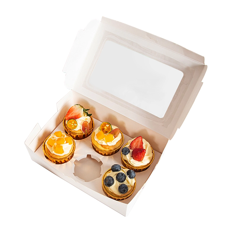 Custom Easy to Fold 2/4/6/12 Holes Cupcake Donut Macaron Food Paper Packaging Container Strawberry Fruit Cake Christmas Gift Dessert Box