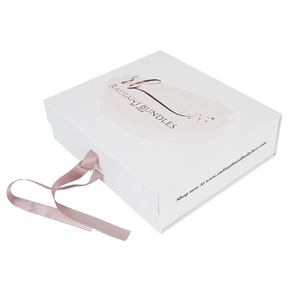 Custom Logo Printed Packaging Paper Gift Box with Magnet and Ribbon