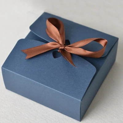 Изготовленная на заказ подарочная коробка из крафт-бумаги с лентой, подарочная коробка из картона на свадьбу, день рождения