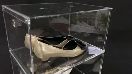 Оптовая продажа, прозрачная магнитная штабелируемая съемная акриловая коробка для демонстрации обуви Nike с крышкой