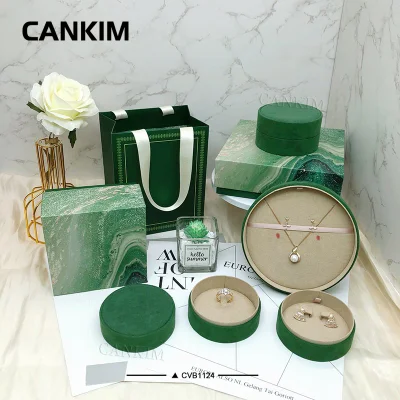 Бумажный пакет/коробка с круглым цилиндром Cankim, фланелевая шкатулка для драгоценностей, льняная шкатулка для драгоценностей, упаковка для замшевых ювелирных колец